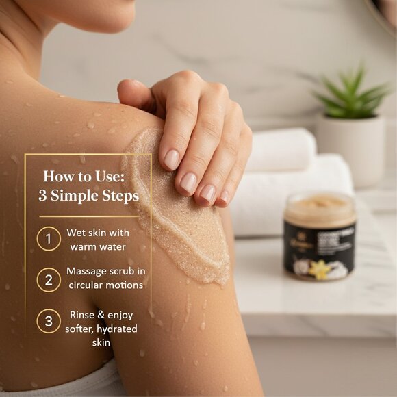 Luminous Care Coconut Vanilla Body Scrub | Sea Salt + Walnut Shell Exfoliating 2 - Picture 6 of 10